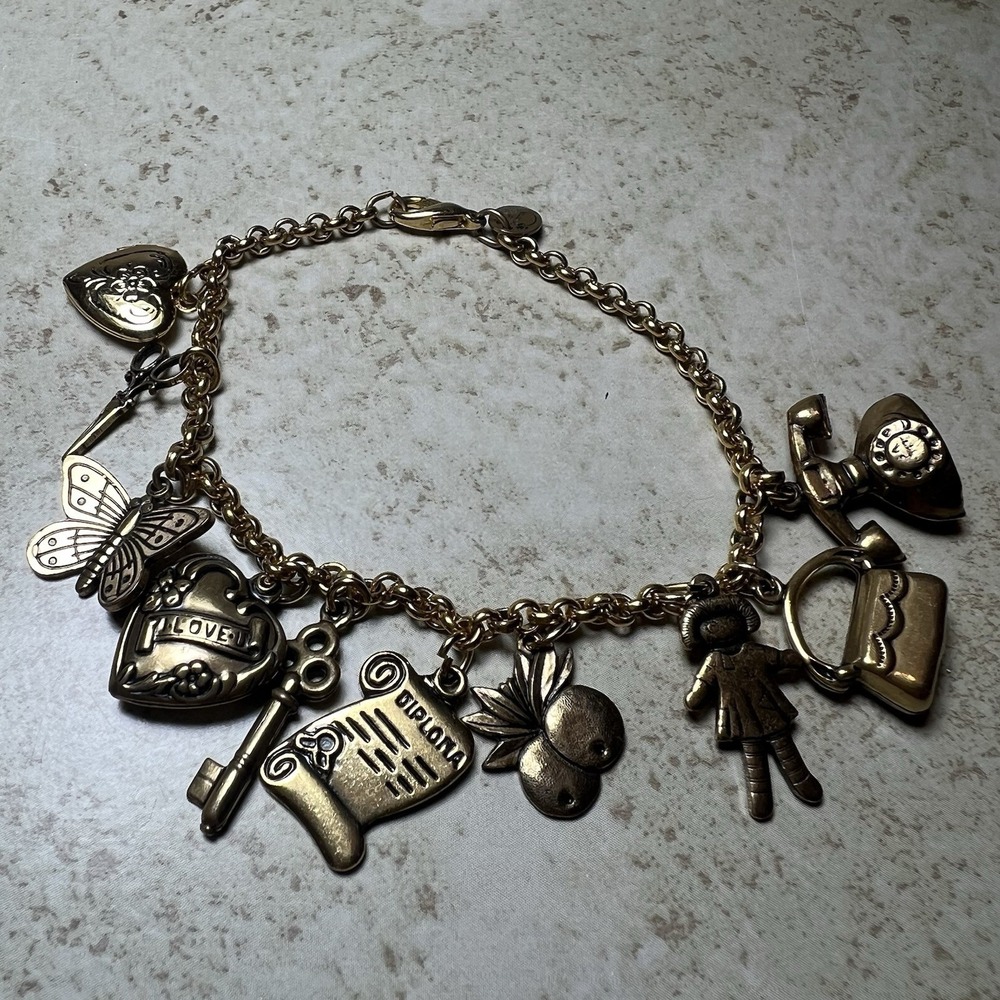 VTG Discovery of California Charm‎ Bracelet Diploma Milestones Doll Locket 7"